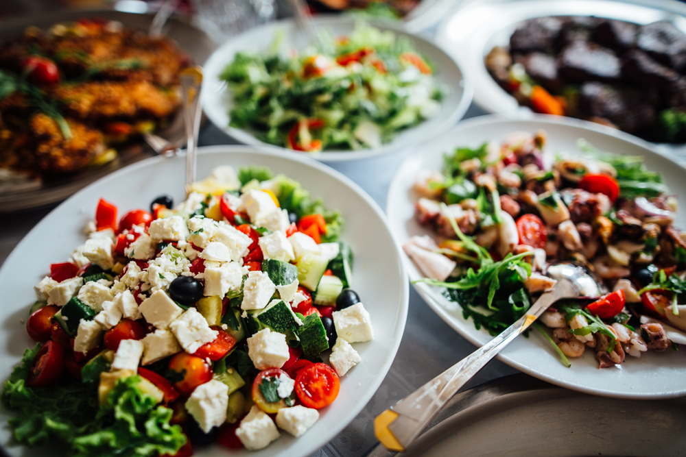Homemade,Healthy,Salad,Buffet.special,Occasion,Catering.celebration,Dinner.mediterranean,Seafood,And,Octopus